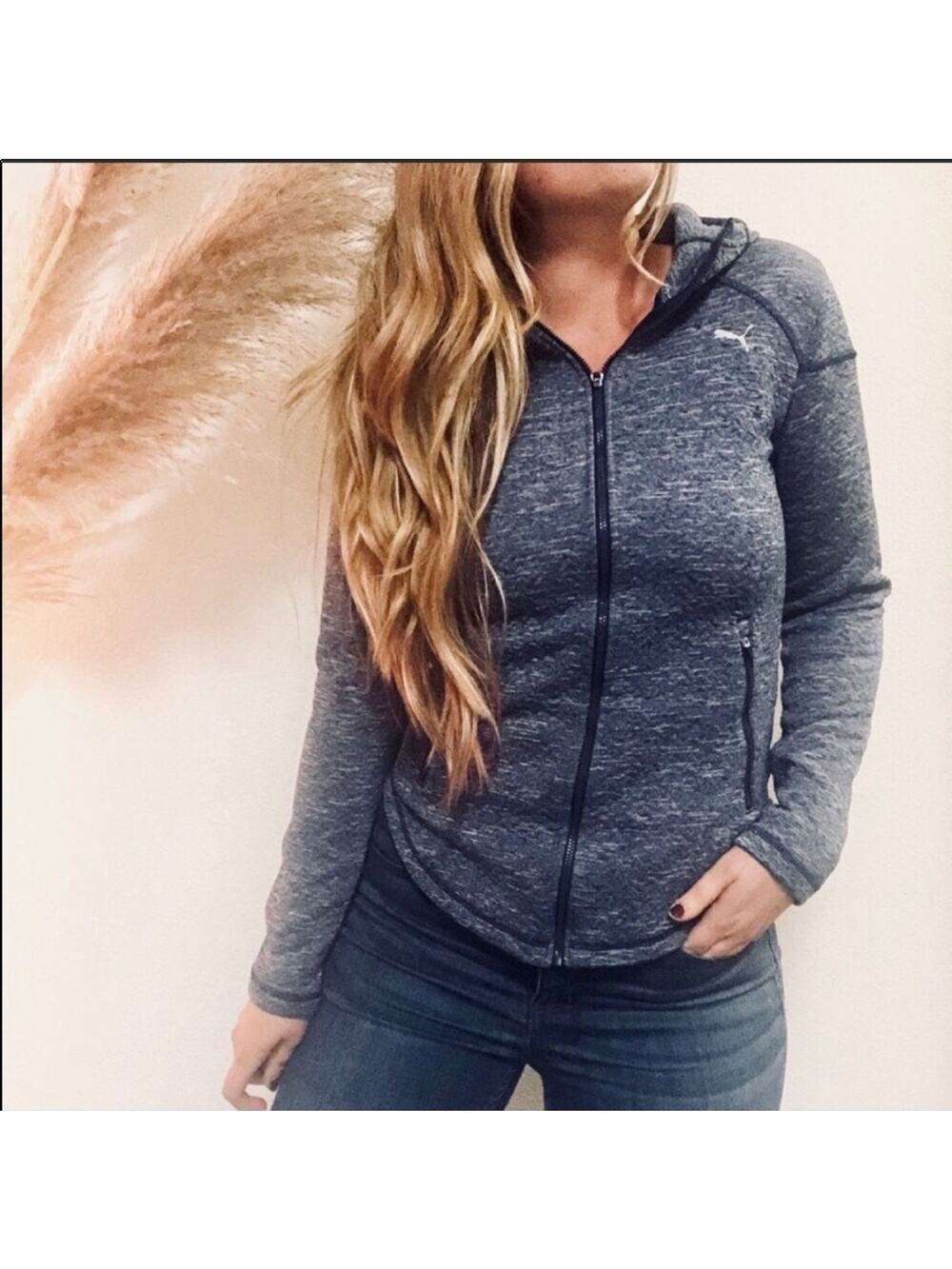 NEW PUMA Blue Zip Up Warm Cell Textured Workout Hoodie Jacket Sweatshirt XS